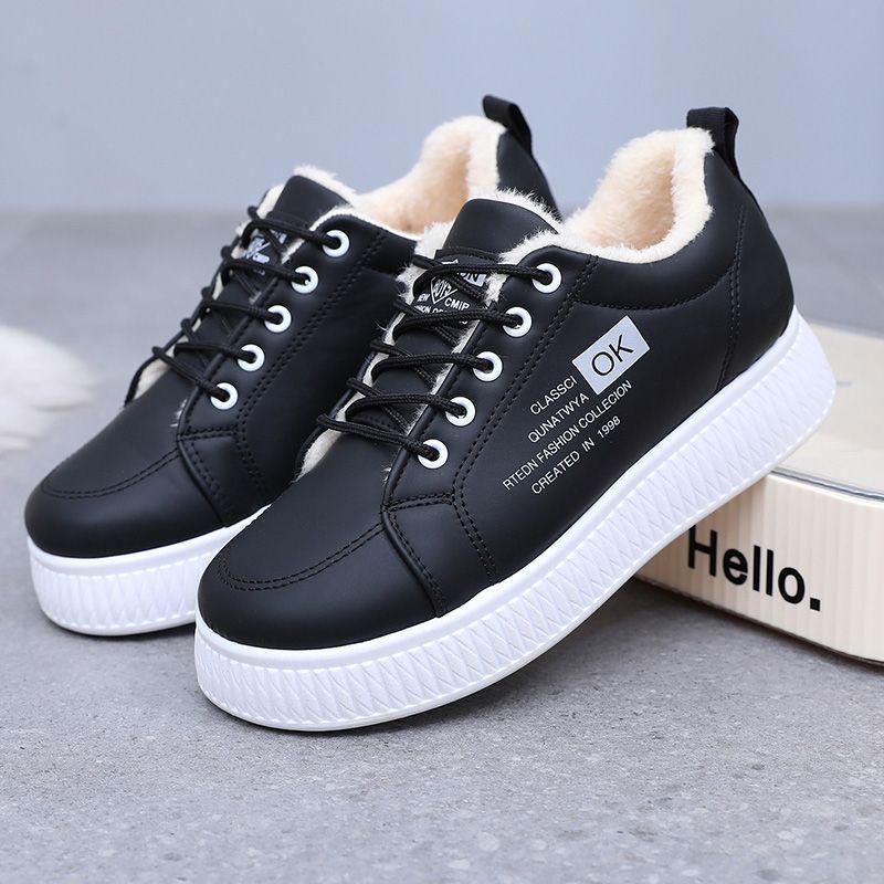 Sports leather cotton shoes velvet waterproof thick-soled winter snow boots women's new thickened warm student casual boots