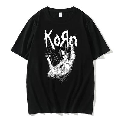 Amerykańska piosenkarka zespół rockowy Korn drukuj graficzna koszulka letnia koszulka unisex z krótkim rękawem Streetwear unisex Casual t-shirty z czystej bawełny