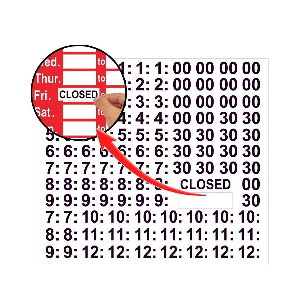 Sunproof Business Hours Sticker Self-Adhesive Open Close Time Sign  Glass Door Application