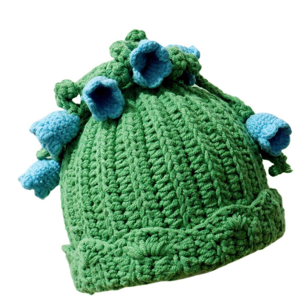 Knitted Hat Cats Ears Lily Of The Valley Crochet Hat Women Winter Snow Hat for Girl Skiing Cycling Snowboarding Travel
