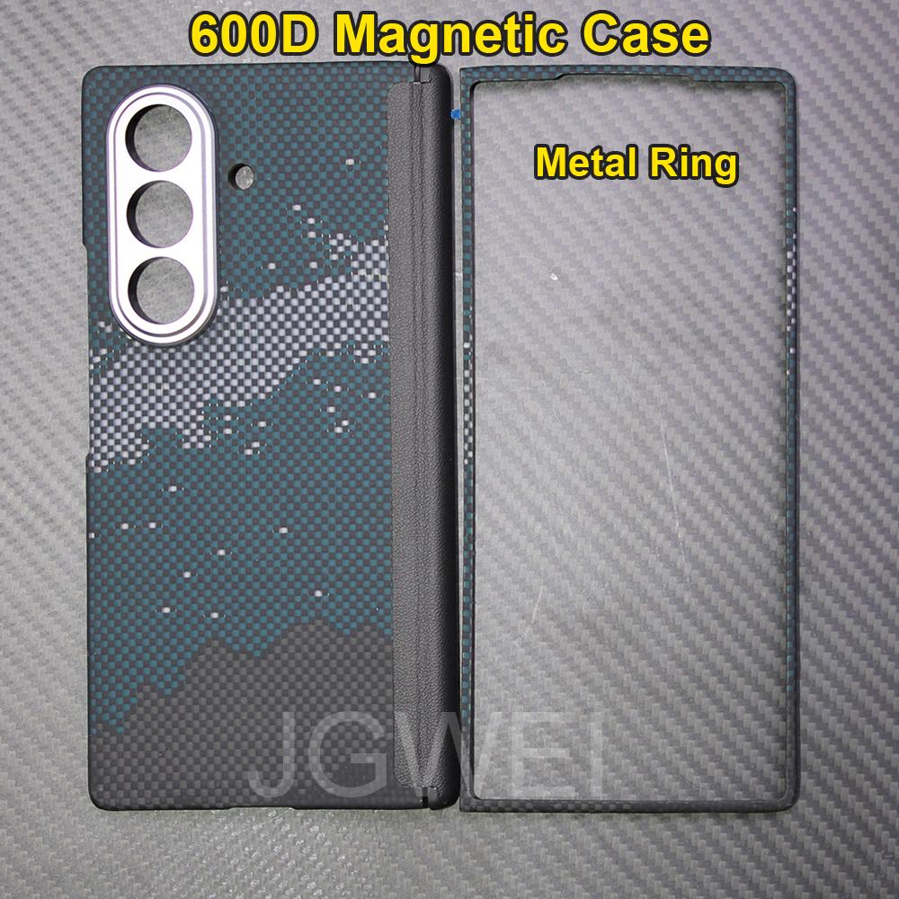 For Samsung Galaxy Z Fold 7 Carbon Case 600d Kevlar Aramid Fiber Fabric Ultra Thin Hard Cover Magnetic balckSlimlightred Premium