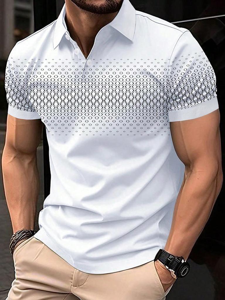 Men's Striped Short-sleeved Polo Shirt, Casual Style, Comfortable for Daily Wear.