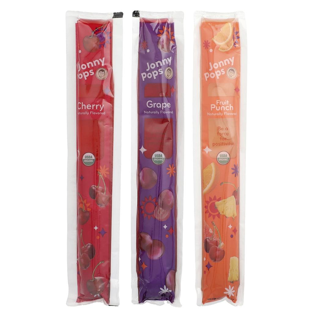 JonnyPops, Freezer Pops, Cherry, Grape, Fruit Punch, 20 Lollipops, 41ml (1.4 fl oz) each