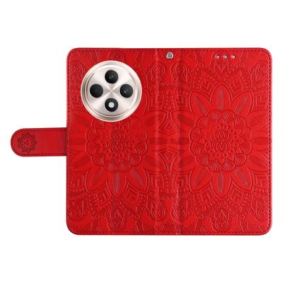 Etui na Oppo Reno12 F 5G Słonecznikowe Skórzane Etui na Telefon z Magnetycznym Zapięciem