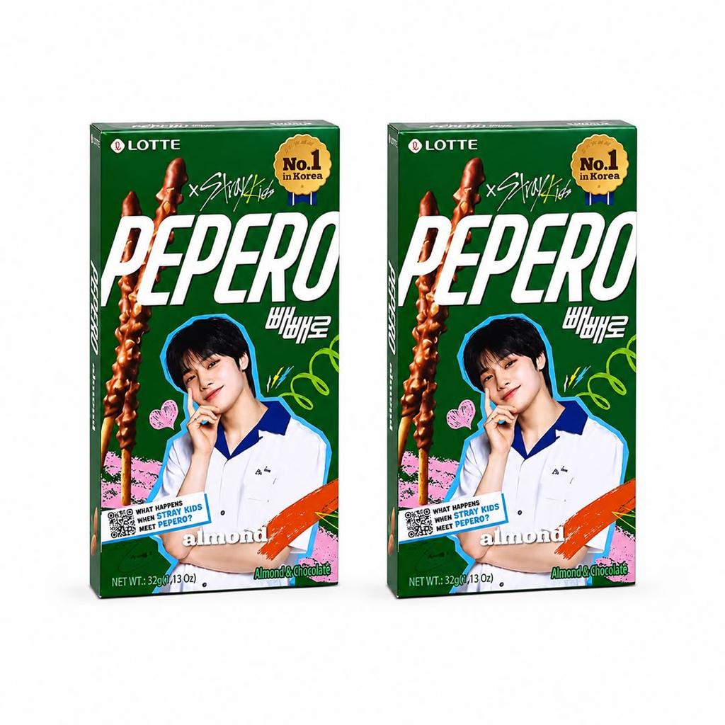 Lotte Pepero Almond Chocolate Biscuit Sticks Boy Group Limited Edition 32g Patterns are sent randomly