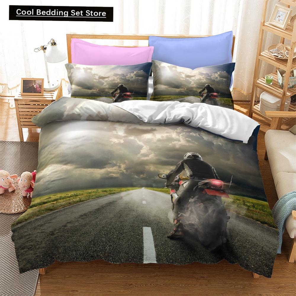 Fashion Motorcycle 3D Duvet Cover Bedding Set Comforter Linen Pillowcases Quilt Cover Home Decor Single Double Twin King Queen