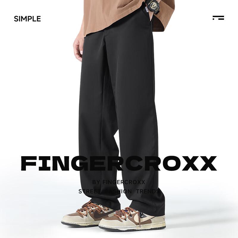 Fingercroxx Men's Washed Cotton Straight-Leg Casual Pants