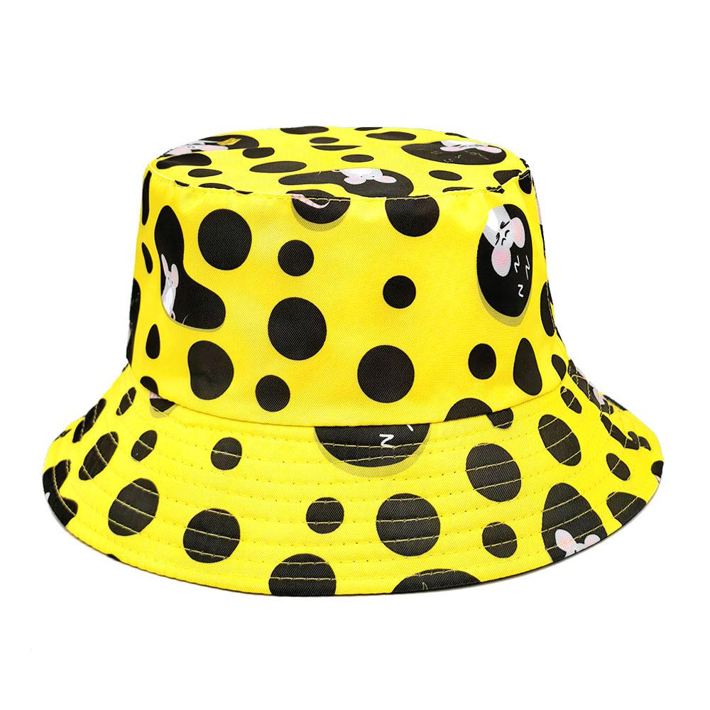 Cute Animal Pattern Reversible Panama Hats Summer Sunscreen Fisherman Hat for Women Man Beach Travel Bucket Hats Anti-Sun Unisex 56-58cm жёлтый