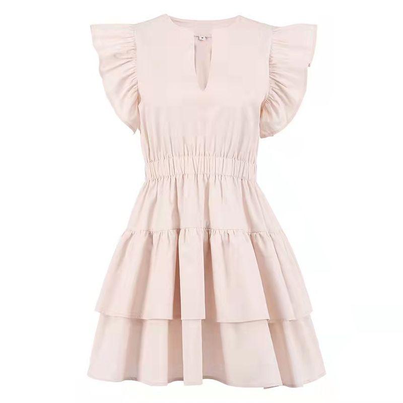 European and American New Sexy V-neck Short Slim Cake Skirt