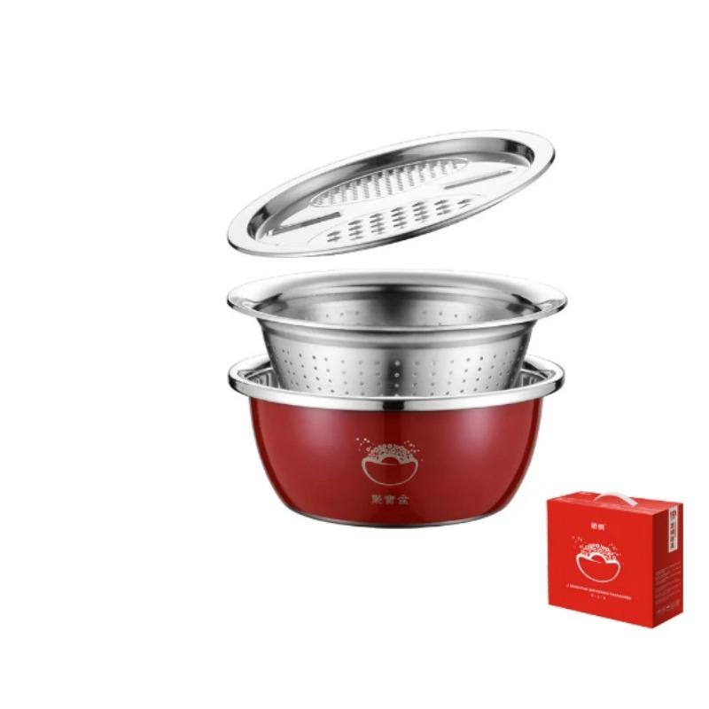 

Кухонный прибор в китайском стиле, многофункциональный, из нержавеющей стали, чаша-рог изобилия, фруктовая овощная бритвенная тарелка большой емкости