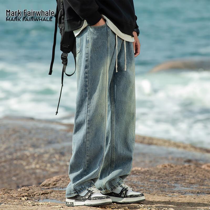 Mark Fairwhale Men's Loose Wide-Leg Straight Jeans