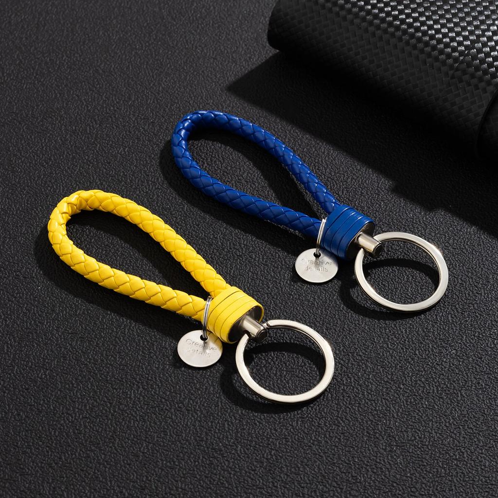 2Pcs/Set Pu Leather Braided Woven Rope Keychain Diy Bag Pendant Key Chain Holder Key Car Trinket Keyring Men Women Gift Jewelry