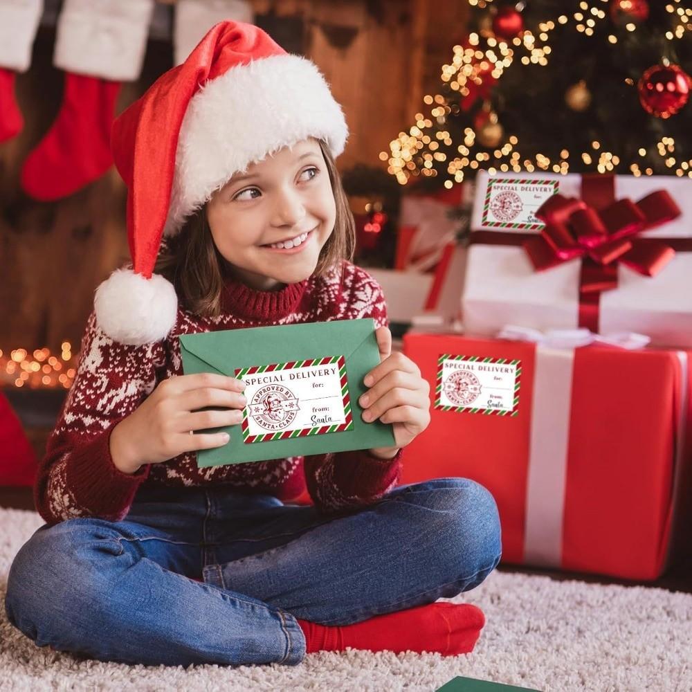 60pcs Elk Elk Santa Mail Labels Fill-In To/From Fields Christmas Gift Labels Christmas Holiday