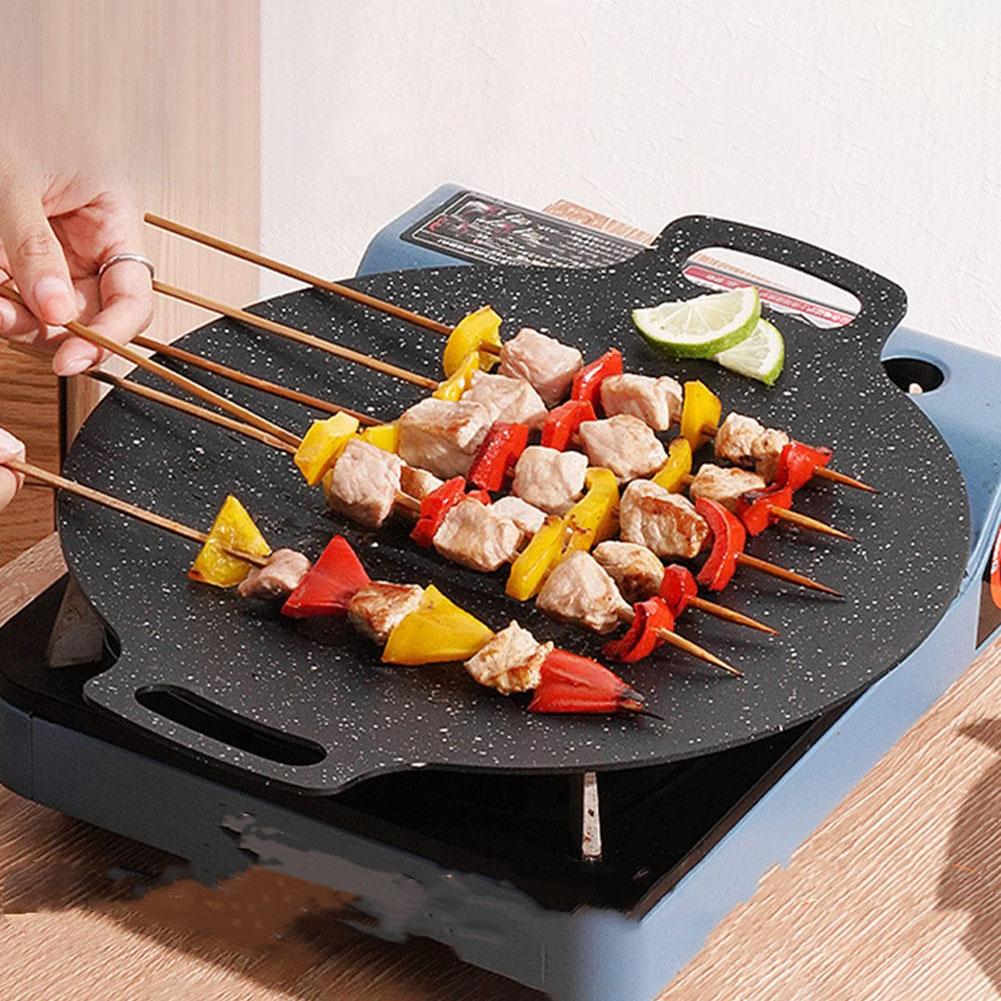Grilling Pan Medical Stone Coating Frying Pan Non-Stick Baking Tray with Handle for Indoor Or Outdoor Grilling