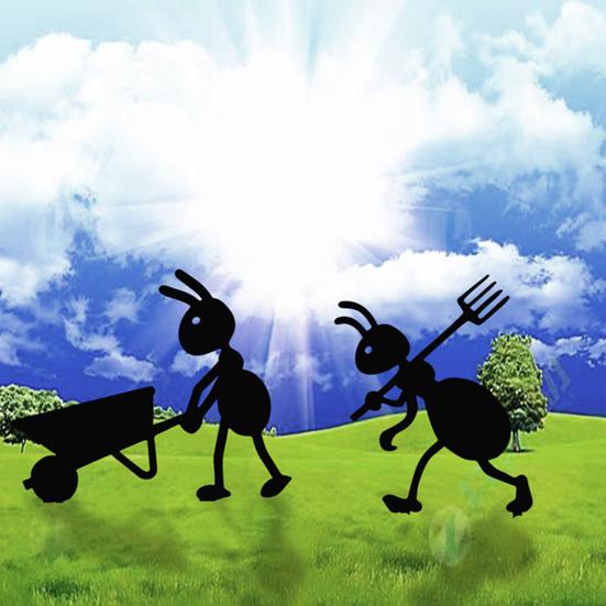 Metal Ant Garden Stake Decorative Mouse with Scissors Sign Black Ant Silhouette Sign with Stake for Patio Yard Lawn Art Decoration