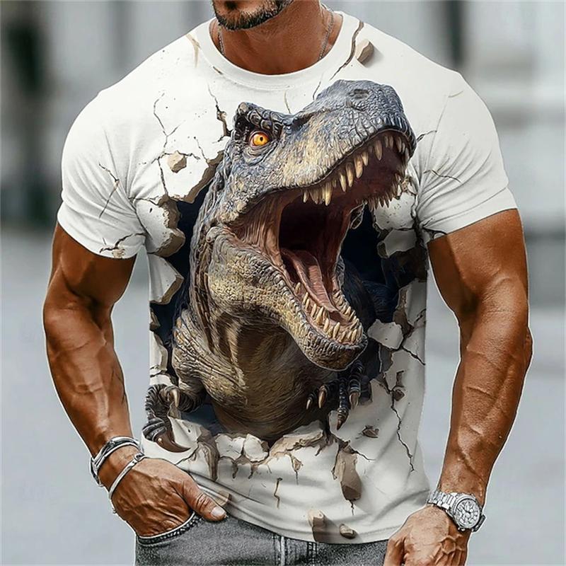 Trendy Men T Shirt 3D Print Cartoon Crocodile Dinosaur Graphic T Shirts Fashions Summer Casual Short Sleeves Y2k Men T-Shirts S