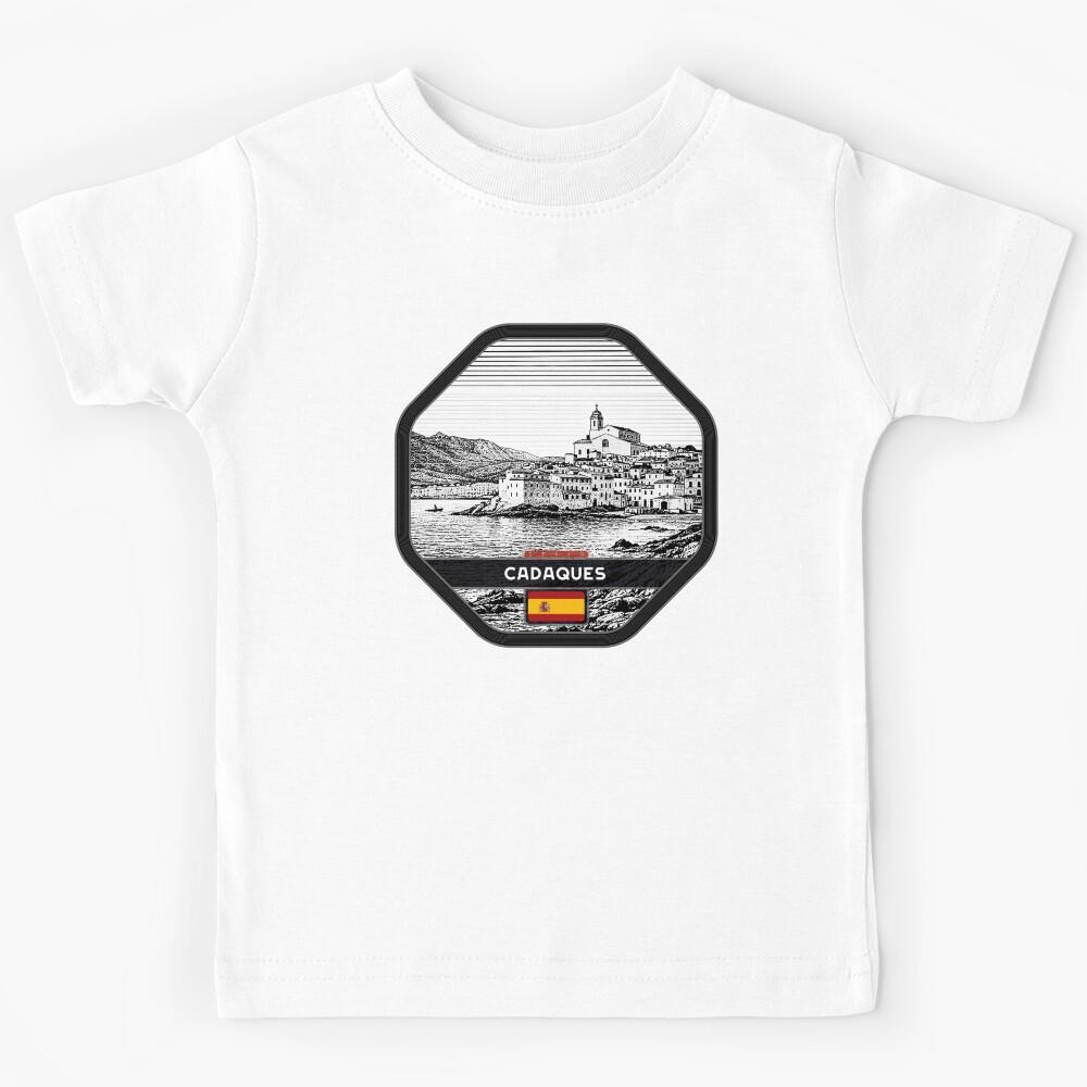 Cadaques Spain Linocut Style  Kids T-Shirt 170