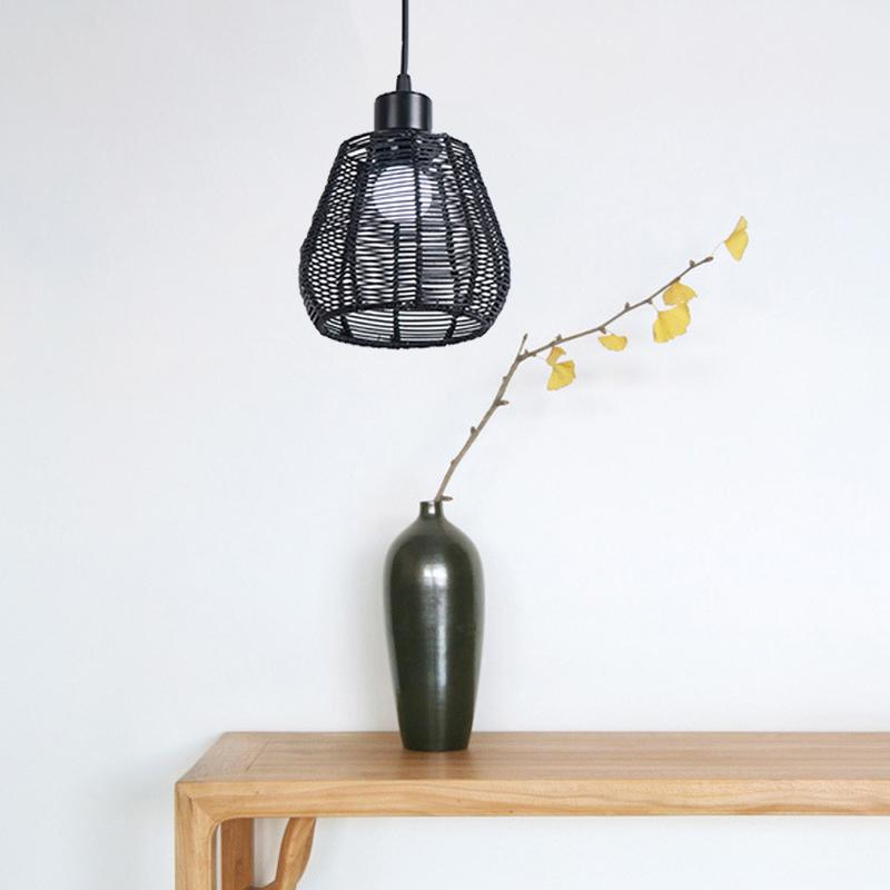 Retro Weave Lampshade Imitation Vine Paper Rope Lamp Cover Hanging Chandelier Lamp Shade Light Fixture Accessories Home Decor