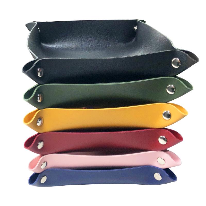 მორგებადი PU ტყავის შესანახი უჯრა დასაკეცი კუთხეებით და მარტივი დიზაინით