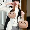 Genuine Leather Spherical Small Tote Bag For Women  Trend Designer Evening Purse Top Handle Ladies Handbags