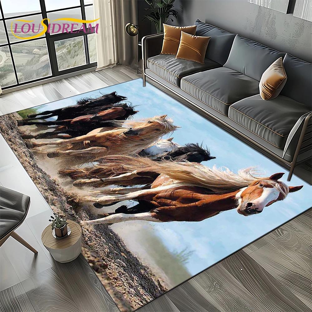 27 Style Horse Pentium Gallant Steed Animal Carpet Rug for Living Room Bedroom Home Sofa Decoration,Area Rug Non-slip Floor Mat