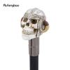 White Resin Skull  Ram's Horn Helmet Head Walking Cane Fashion Decorative Steel Stick Gentleman Performance Stage Cane 93cm