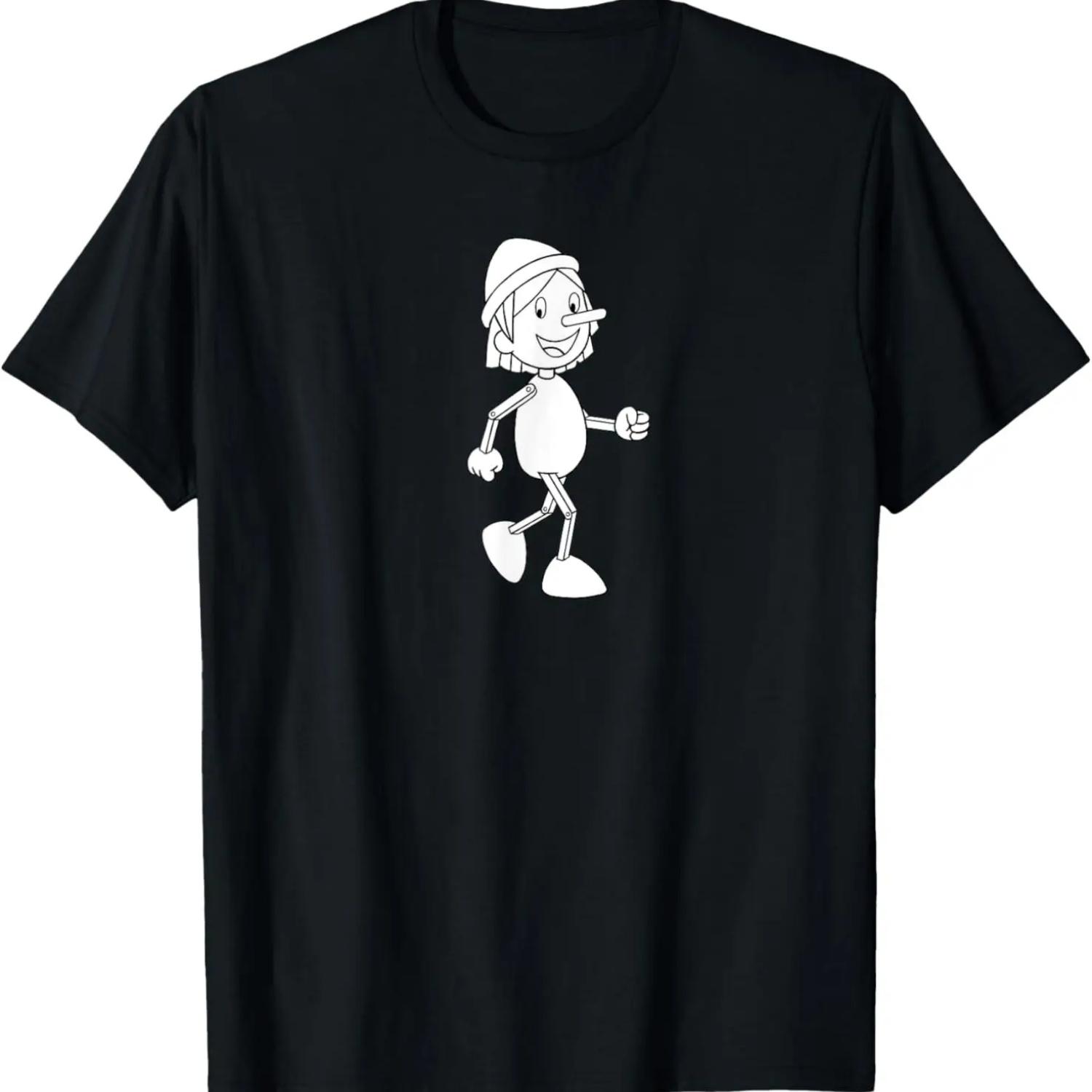 

Pinocchio Happy Black and White Cartoon TV Series T-Shirt S чёрный