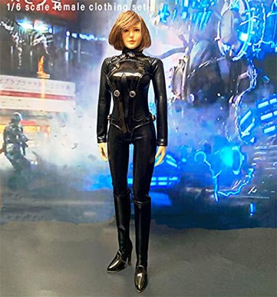 Figure Beautiful Woman Sexy Black Leather Clothes and One Piece Full Body Underwear Set Head and Shoes Not [TOYBARJAPAN] 1/6 Accessories/CJG-W022