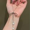 Chic Bow Sweater Chain with 7-8mm Freshwater Pearls, Versatile Gift for Women