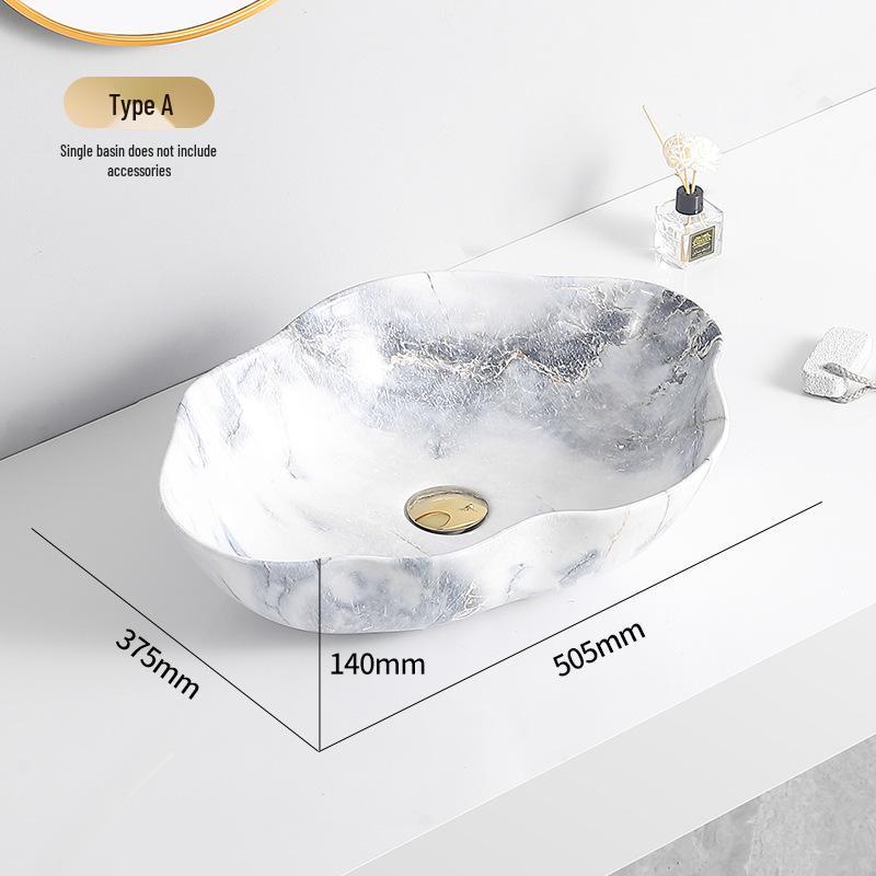 Tengxiang Marble Pattern Ceramic Single Basin Countertop Integrated Sink