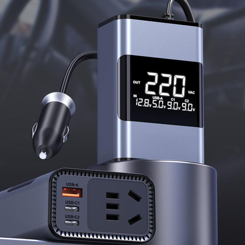 200W Large Screen Digital Display Inverter Power Supply Small Portable Car Inverter Multifunctional Car Socket