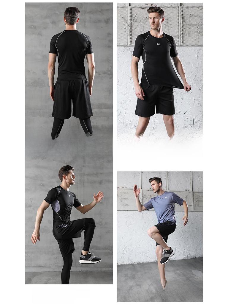 Men's Casual Fitness Running Suit: Shorts & Short-Sleeved Tights for Yoga & Training