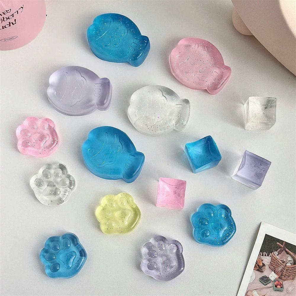 Mochi Toys Toys Toys Mini Transparent Cat Paw Ice Block Ball Squeeze Colorful Fish Squishy Kawaii Anti-Stress Stress Relief Gift Present