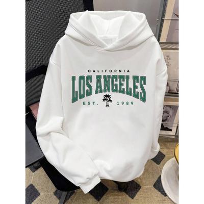 Vintage Autumn Winter Men Los Angeles Graphic Hoodie Sweatshirt Casual Street Style Fleece Street Pullover Oversize Clothes Top