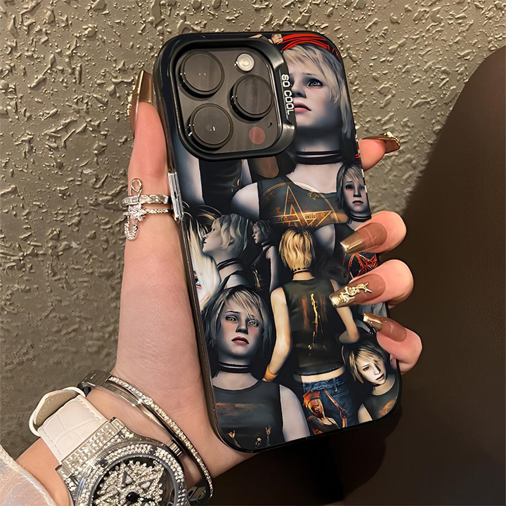 S-Silent Horror Hill Game Pouzdro na telefon Pro iPhone 16,15,14,13,12,11,Pro,Max,Plus,Mini,XS,SE Ochrana proti pádu Černé Matné Pevný Nárazník