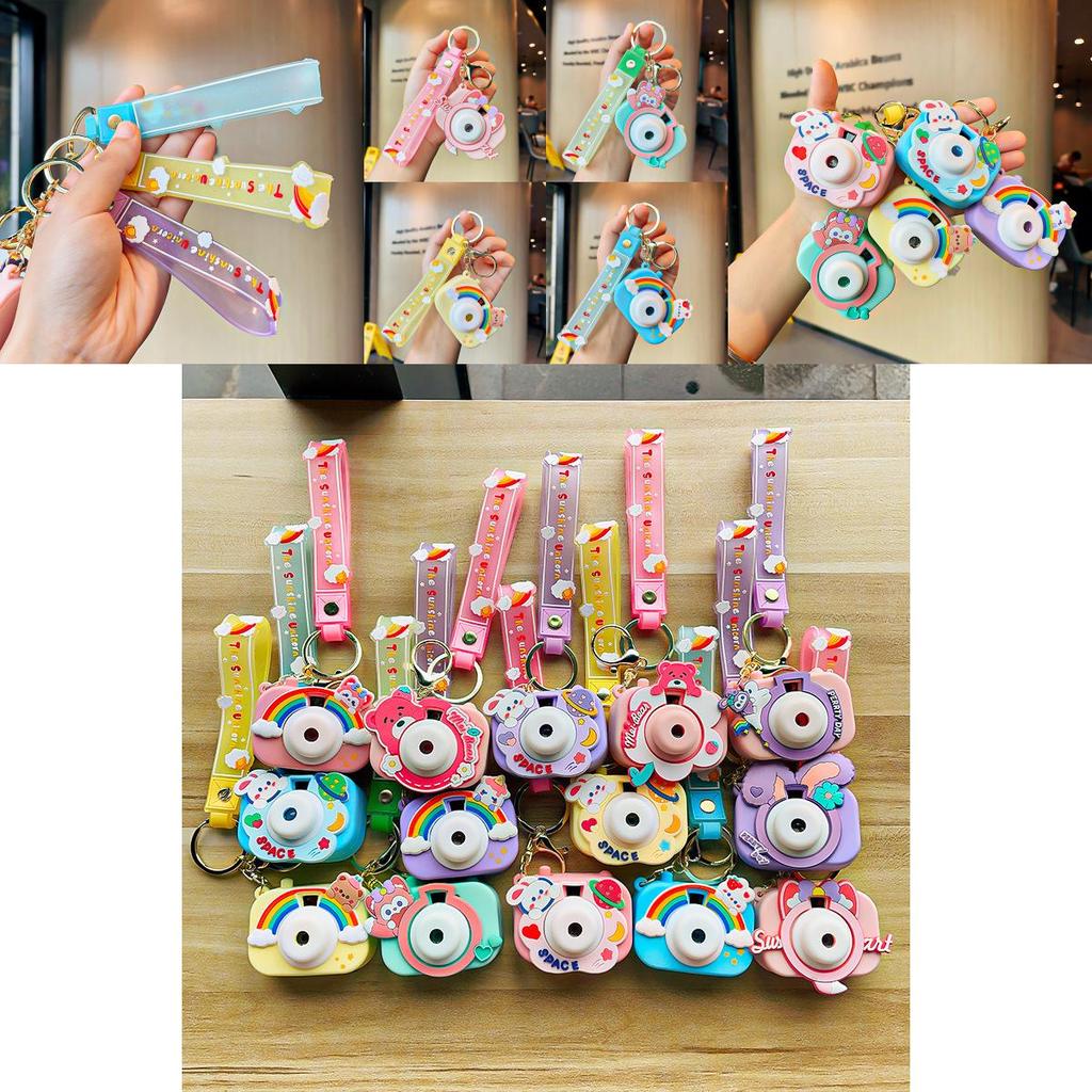 Adorable Cartoon Projection Camera Keychain Charming Gift For Students And Car Owners