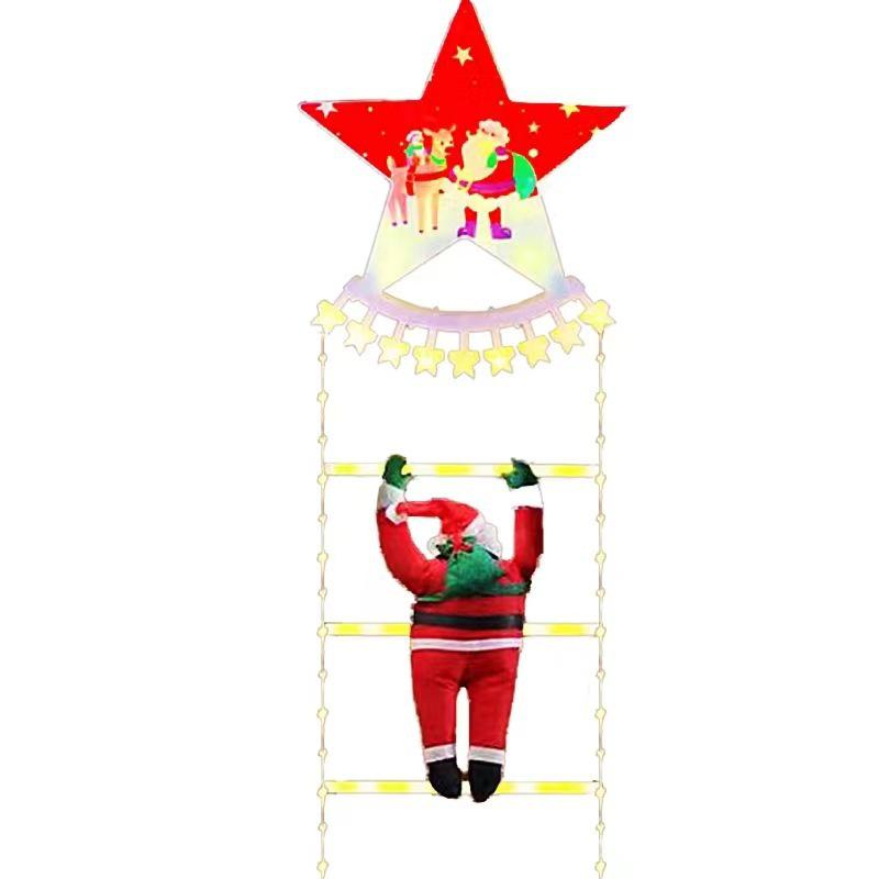 Christmas LED Santa Climbing Stair Lights with Wall Decorations