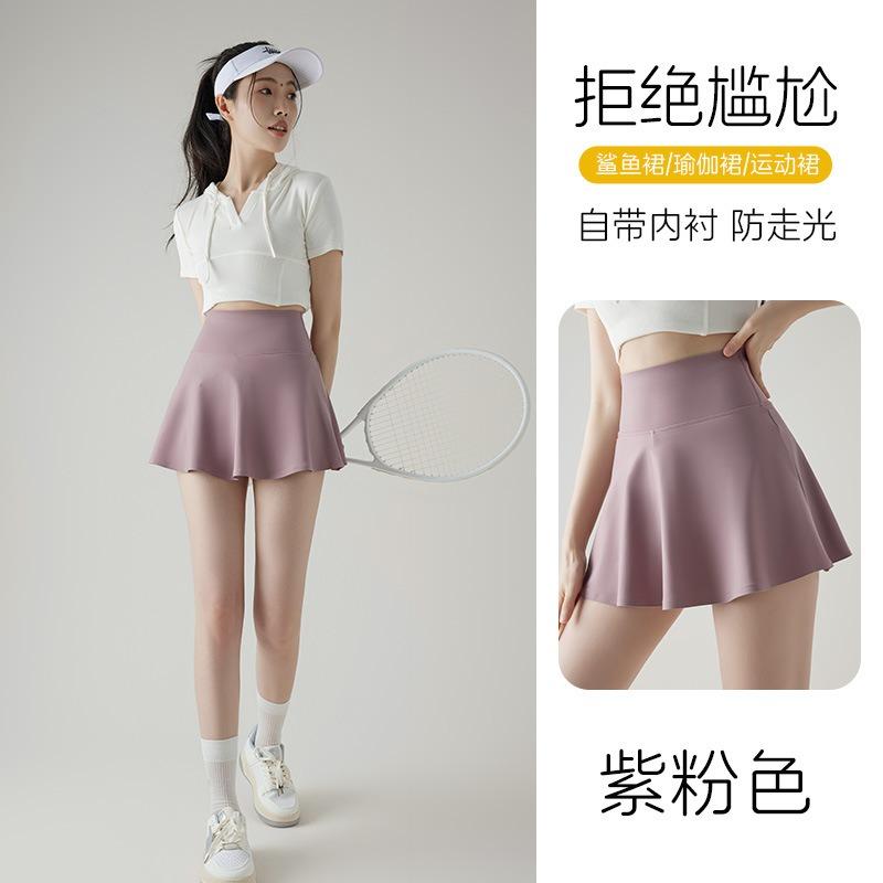 Anti-light short skirt shark pants women's summer thin outer wear running fitness nude belly fake two yoga skirts