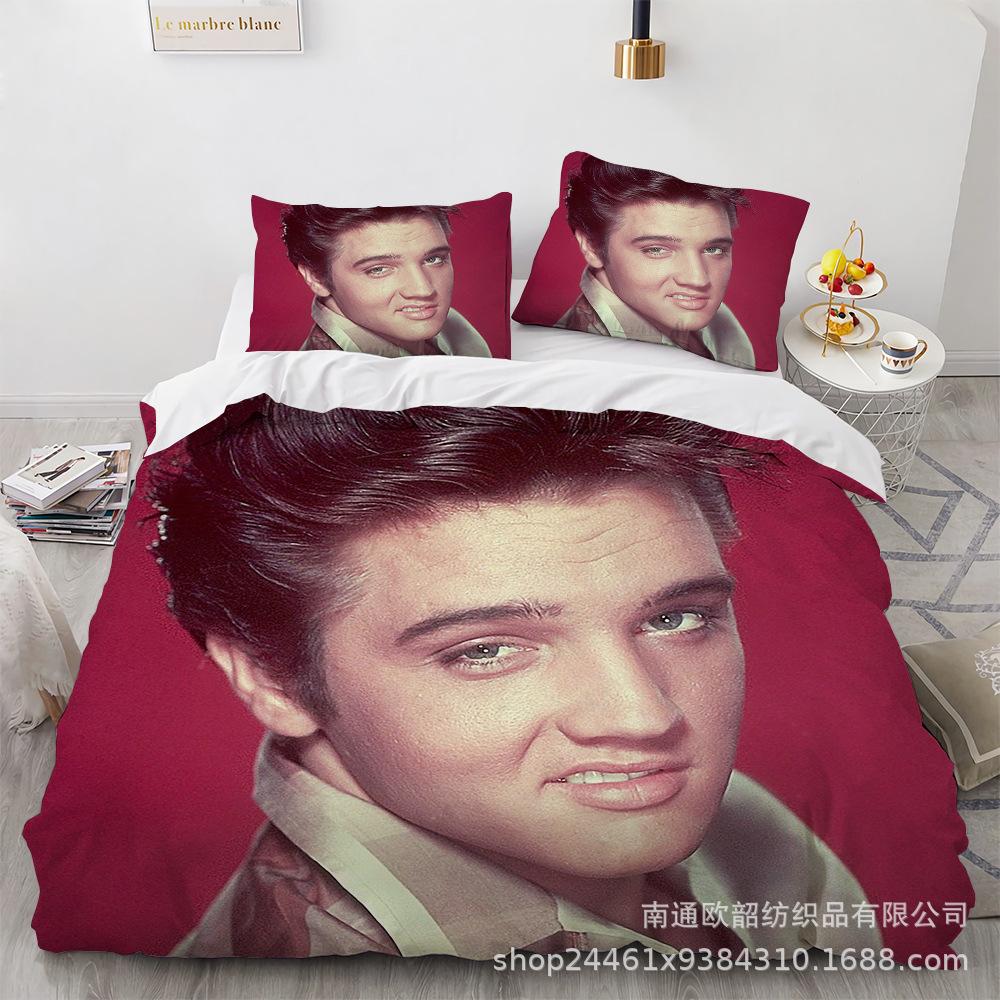 Größe 3D Digitaldruck Elvis Presley Heimtextil Quilt-Set Dreiteilig