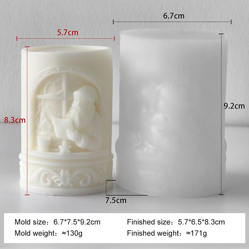 

Christmas Series Santa Claus Silicone Candle Mold Handmade Scented Plaster Resin Mould Relief Cylinder Xmas Candle Molds