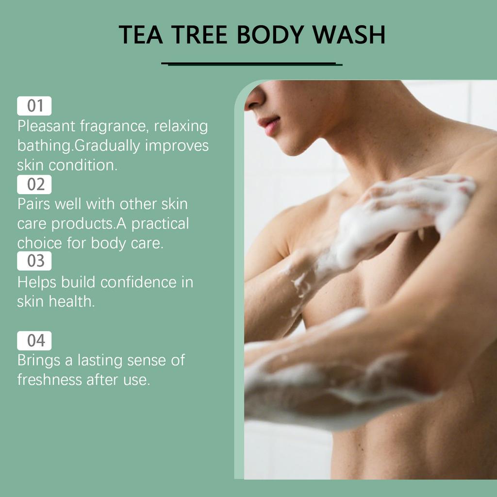 OceAura Tea Tree Body Wash Back Acne Removal Long Lasting Moisturizing Skin Barrier Strengthen Vitamin E Brightening Body Wash