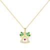 Arvaleff S925 Sterling Silver & 14k Gold Christmas Bell Necklace with Zircon and Diamonds