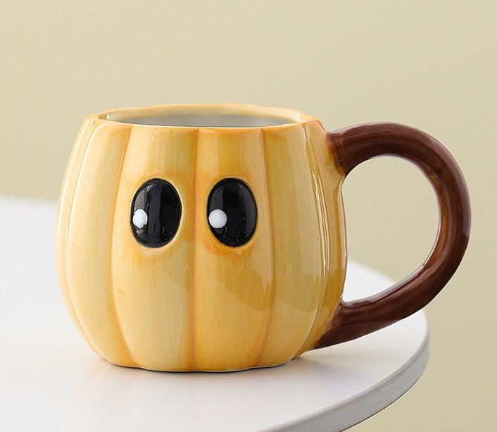 Cute Ghost Pumpkin Mug Halloween Mock Ceramic Cup Personalized Creative Design Coffee Cup Water Cup Gift