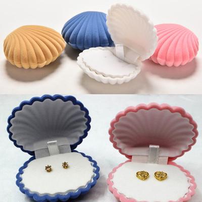 Cute Shell Velvet Gift Box Ring Pendant Jewelry Earrings Storage Display Case