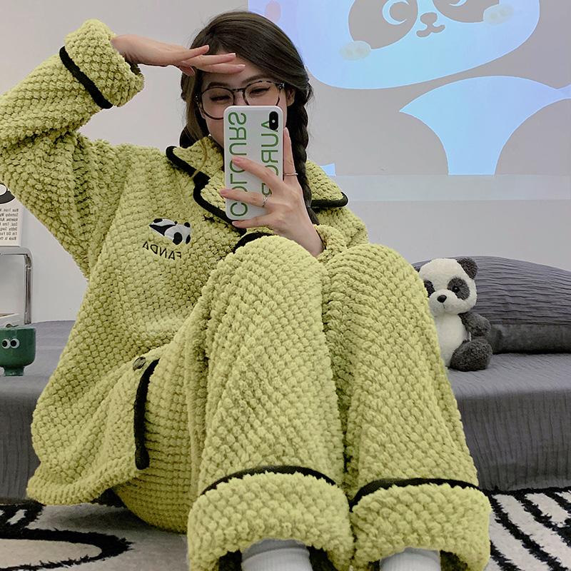 Cartoon Thicken Kimono Bathrobe Women's Dressing Gown Pajamas Hooded Robes Coral Fleece Sleepwear Winter Coats for Home Clothes