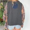 BITCED Women's Printed O-Neck Loose-Fit Casual Top