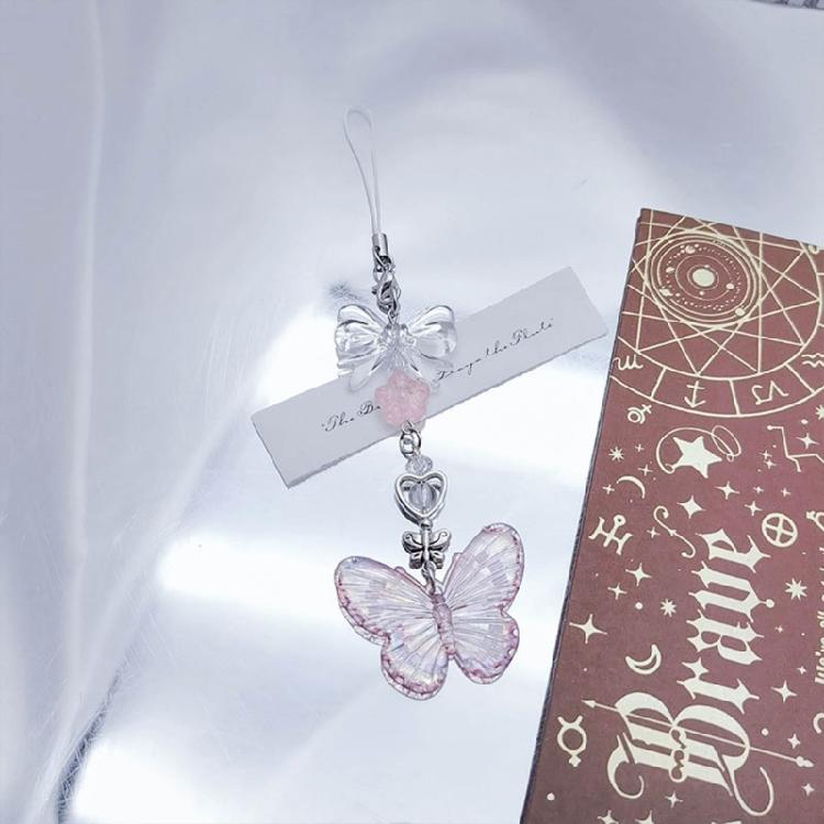 Y2K Phone Chain Cool Girl Sweet Pendant Strap with Star/Bowknot/Butterfly Charm