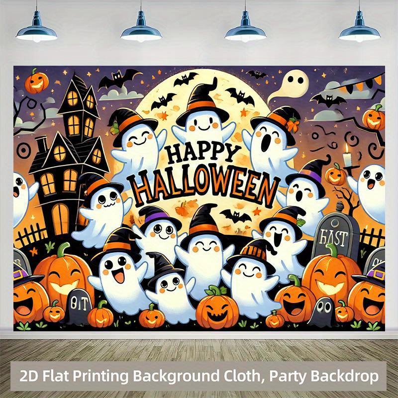 1 piece of 2D background fabric Halloween ghost pumpkin night background fabric multi-functional polyester fabriczyc