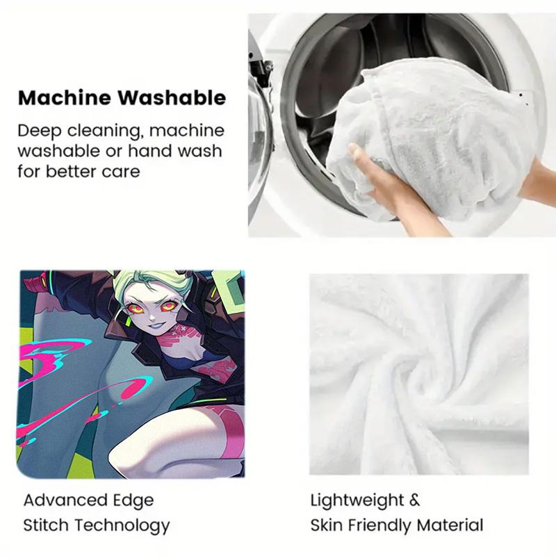 Cyberpunk 2D Flat Pattern Flannel Blanket High Quality All Seasons Warmth and Comfort Perfect for Christmas Gifts.MMT0918468