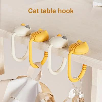 Cute Cat Tail Purse Hook Portable Multifunctional Table Purse Bag Hooks for Home School Saving Space